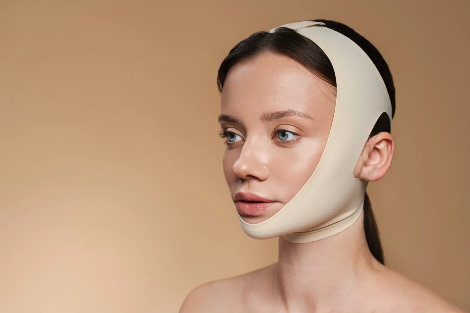 Side profile of a woman preparing for jaw surgery as part of orthodontic care in Bloomingdale and Naperville, IL.