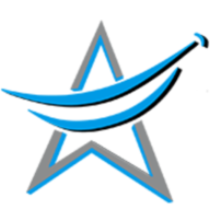 At Star Smiles Orthodontics and Pediatric Dentistry in Bloomingdale or Naperville, IL, the logo features a grey-outlined five-pointed star intersected at the top right by two blue curved lines and a blue dot.