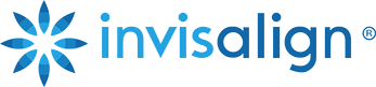 At Star Smiles Orthodontics & Pediatric Dentistry in Bloomingdale or Naperville, IL, the Invisalign logo features a blue stylized starburst to the left of the word "invisalign" in lowercase blue letters.