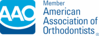 The Star Smiles Orthodontics & Pediatric Dentistry logo for the American Association of Orthodontists, seen in Bloomingdale or Naperville, IL, displays "AAO" in a blue square with "Member American Association of Orthodontists" text to the right.